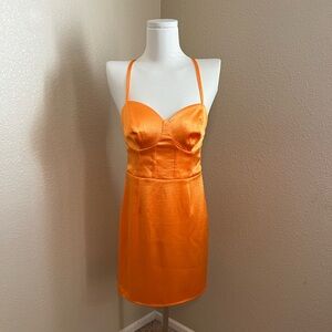 Wild Fable Tangerine Satin Dress